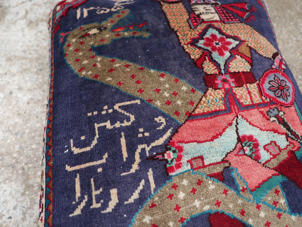 Vintage Persian Hamadan Pictorial Pillow, No.28292 - Gss
