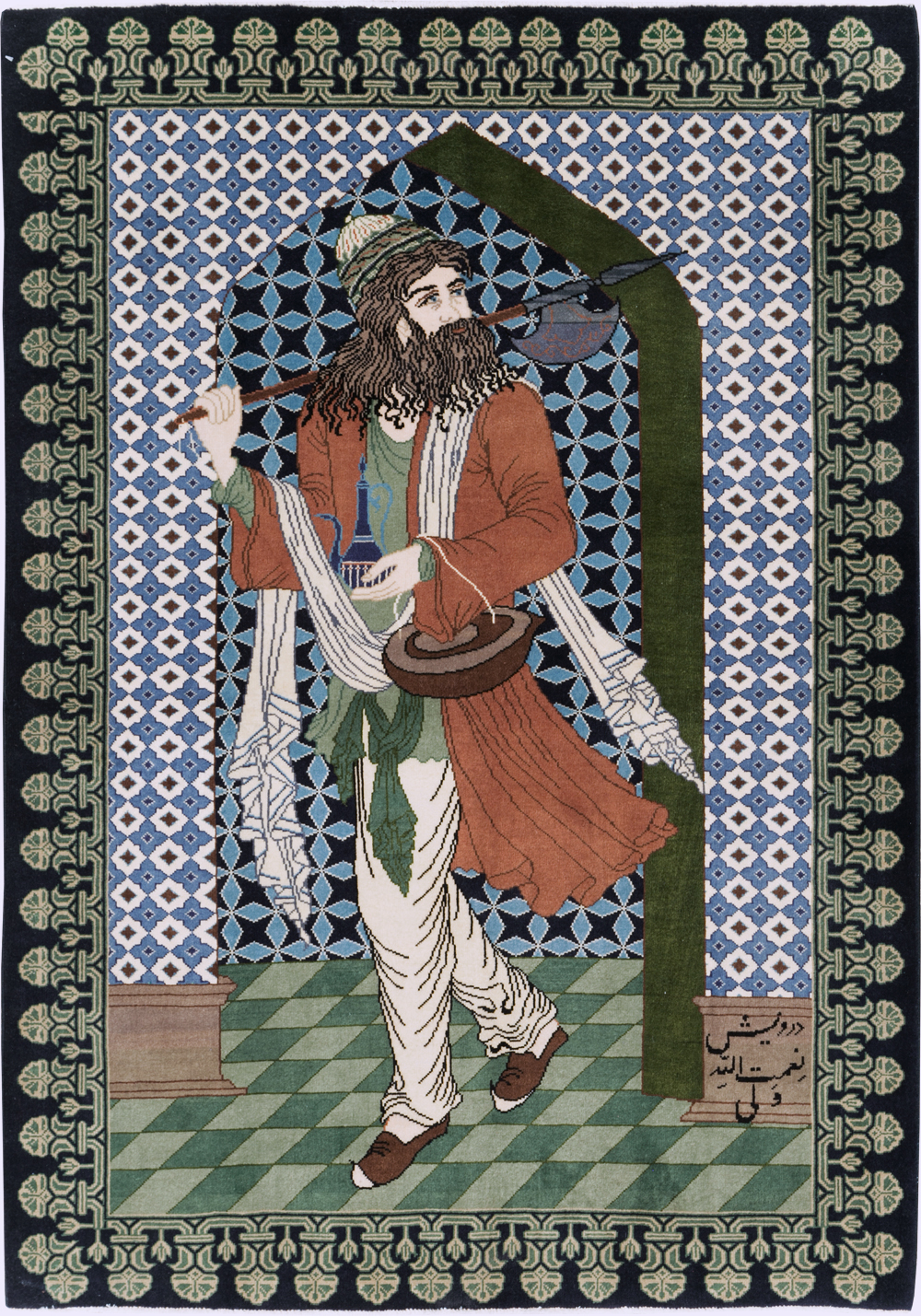 Vintage Persian Tabriz Pictorial Rug, No.28297 - Gss