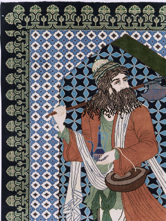 Vintage Persian Tabriz Pictorial Rug, No.28297 - Gss