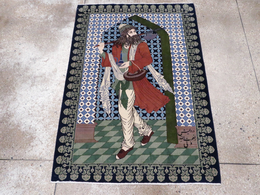 Vintage Persian Tabriz Pictorial Rug, No.28297 - Gss