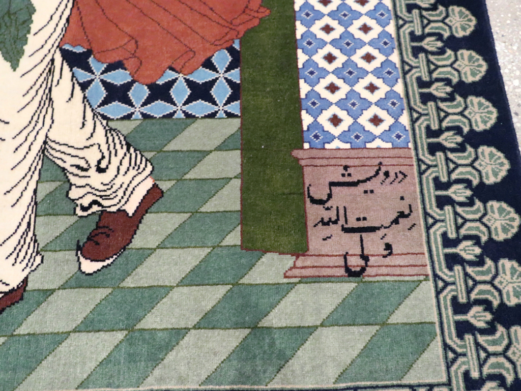 Vintage Persian Tabriz Pictorial Rug, No.28297 - Gss