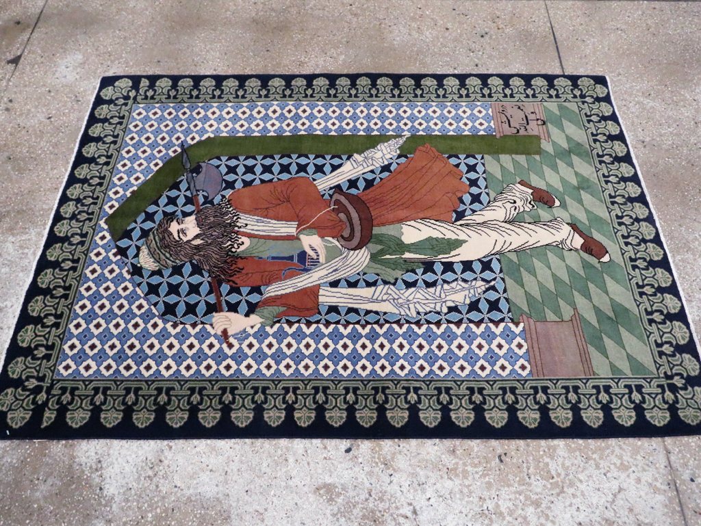 Vintage Persian Tabriz Pictorial Rug, No.28297 - Gss