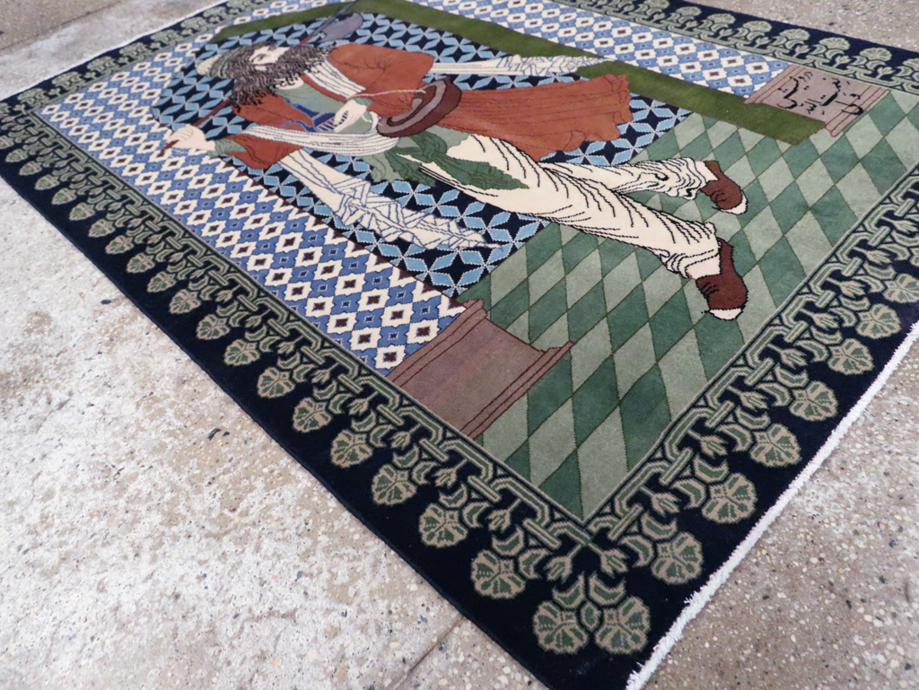 Vintage Persian Tabriz Pictorial Rug, No.28297 - Gss