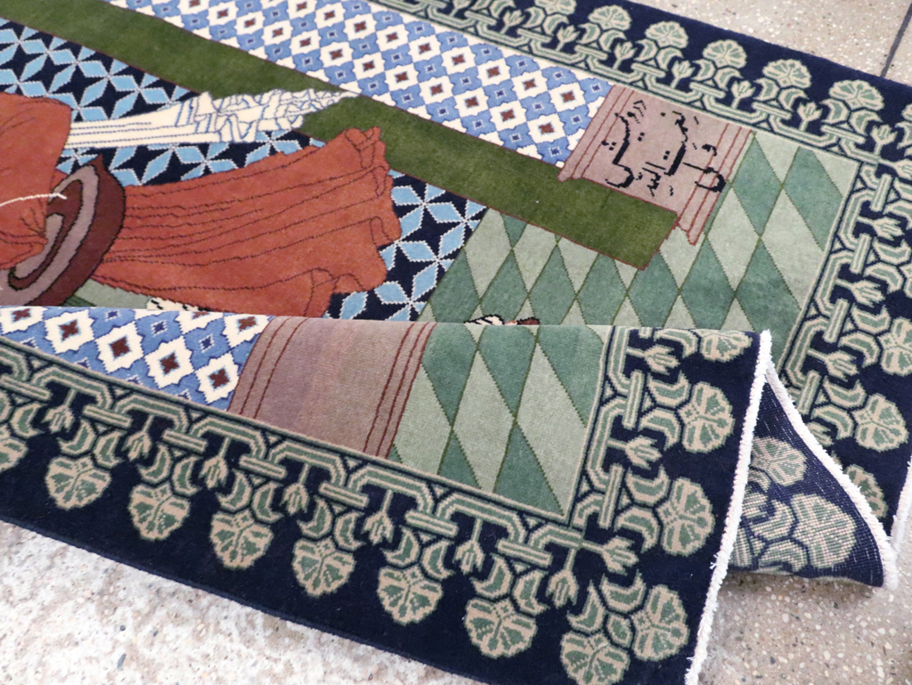 Vintage Persian Tabriz Pictorial Rug, No.28297 - Gss