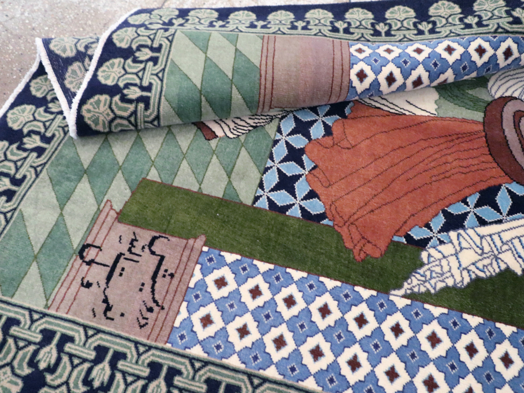 Vintage Persian Tabriz Pictorial Rug, No.28297 - Gss