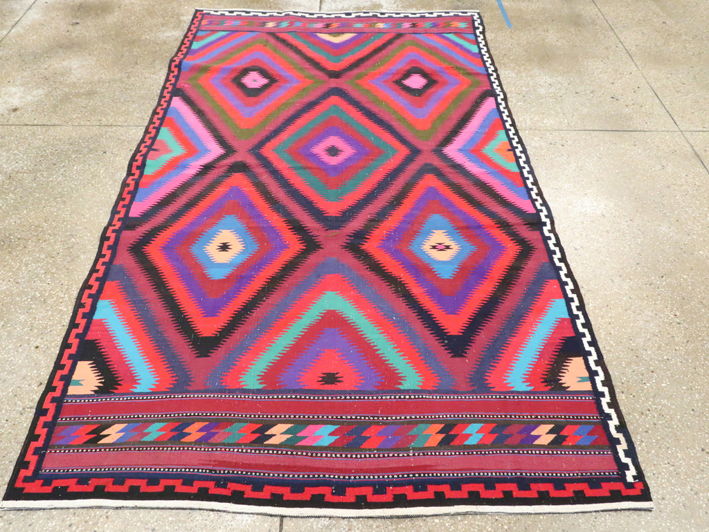 Vintage Persian Flatweave Kilim Accent Rug, No.28299 - Gss