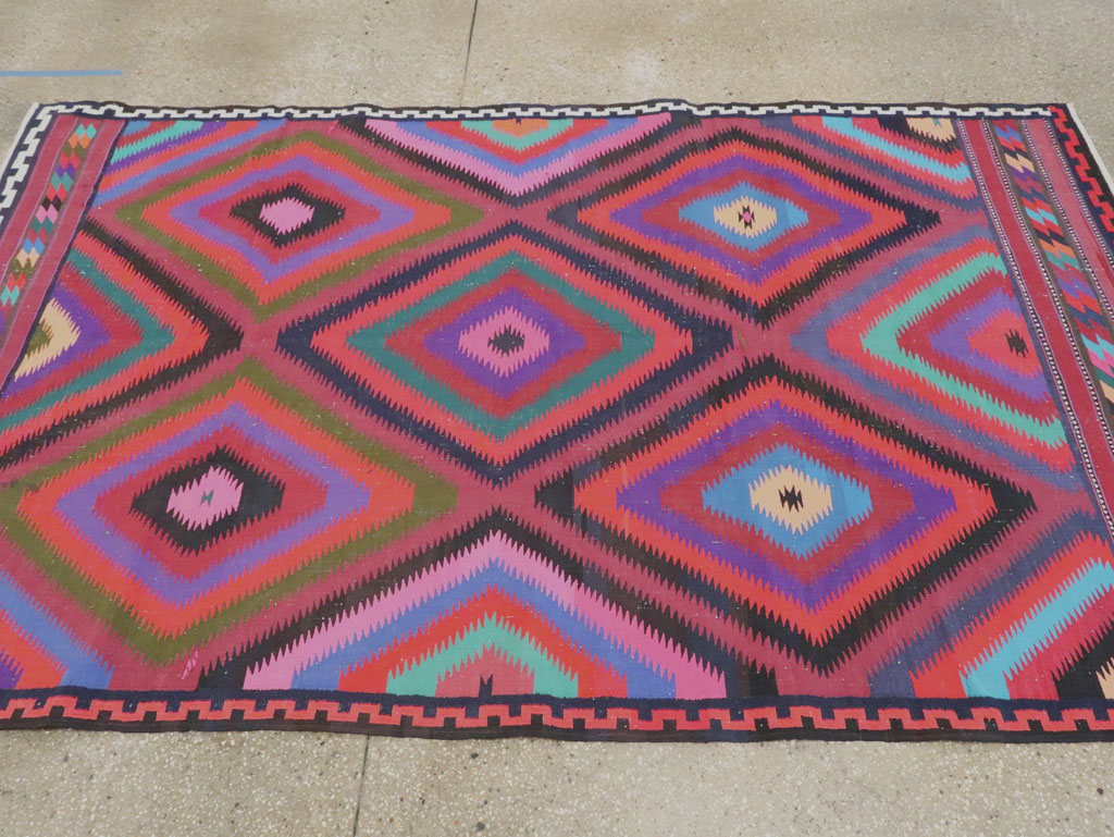 Vintage Persian Flatweave Kilim Accent Rug, No.28299 - Gss