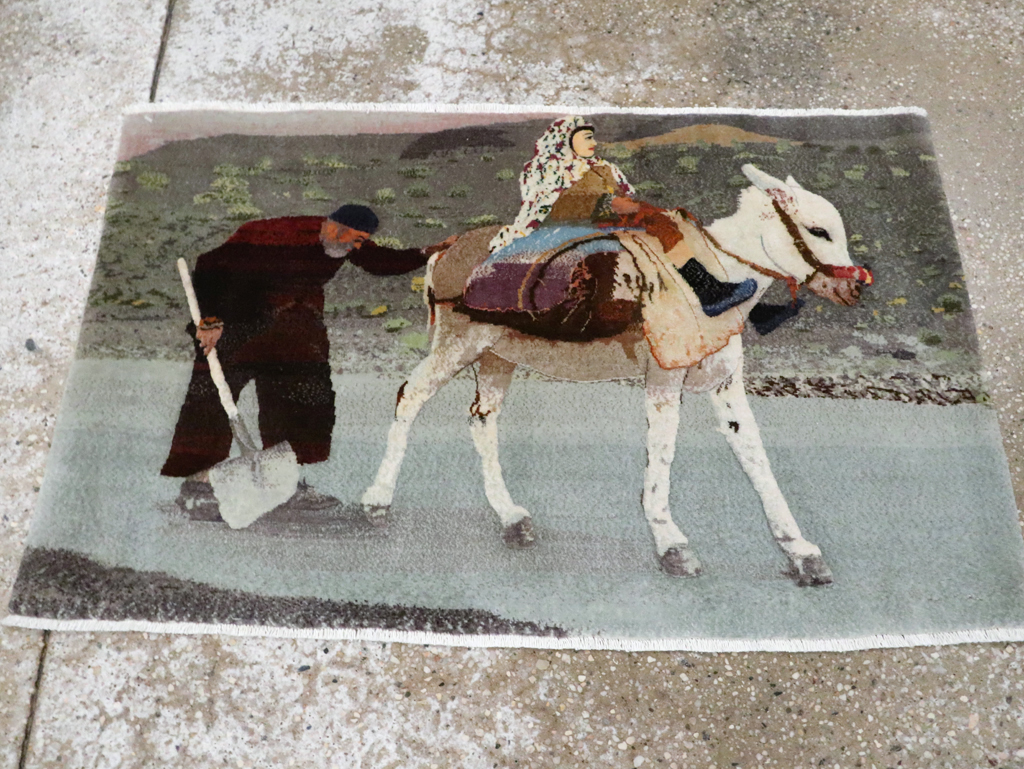 Vintage Pictorial Tabriz Rug, No.28313 - Gss