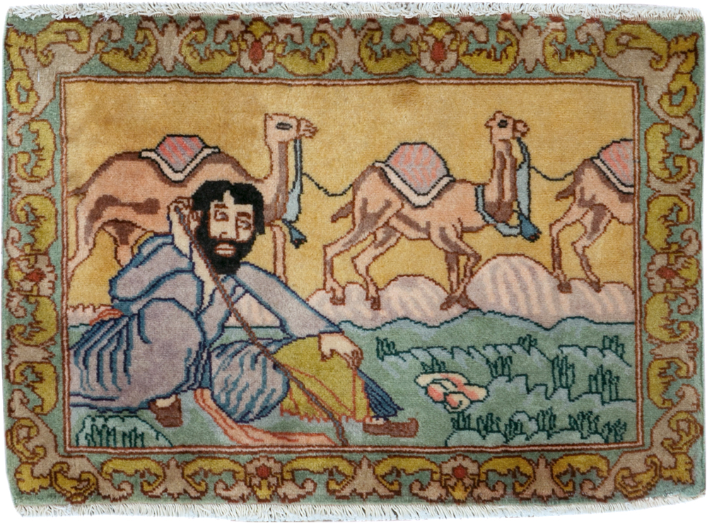 Vintage Persian Tabriz Pictorial Rug (Pair: 1 of 2), No.28316 - Gss