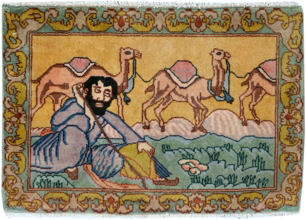 Vintage Persian Tabriz Pictorial Rug (Pair: 2 of 2), No.28317 - Gss