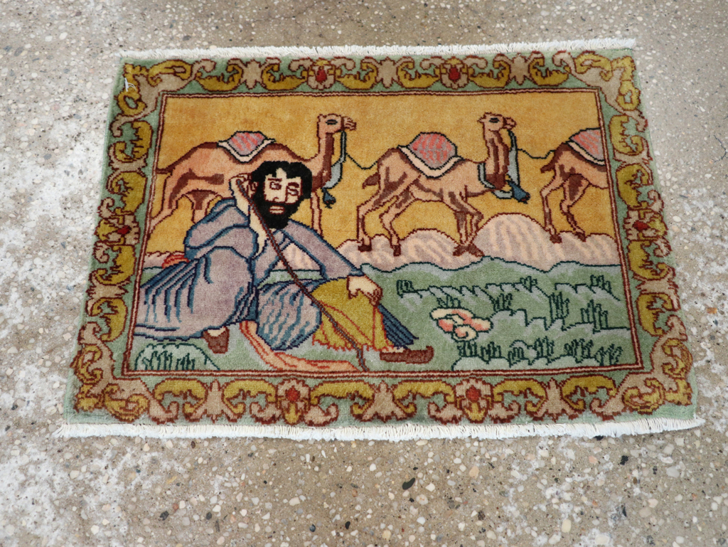 Vintage Persian Tabriz Pictorial Rug (Pair: 2 of 2), No.28317 - Gss