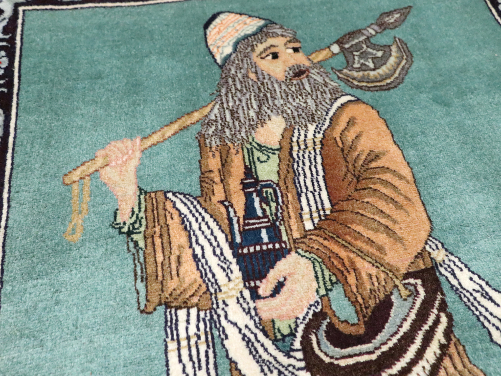 Vintage Persian Tabriz Pictorial Rug, No.28319 - Gss