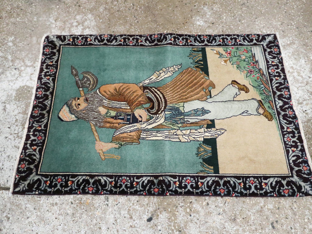 Vintage Persian Tabriz Pictorial Rug, No.28319 - Gss