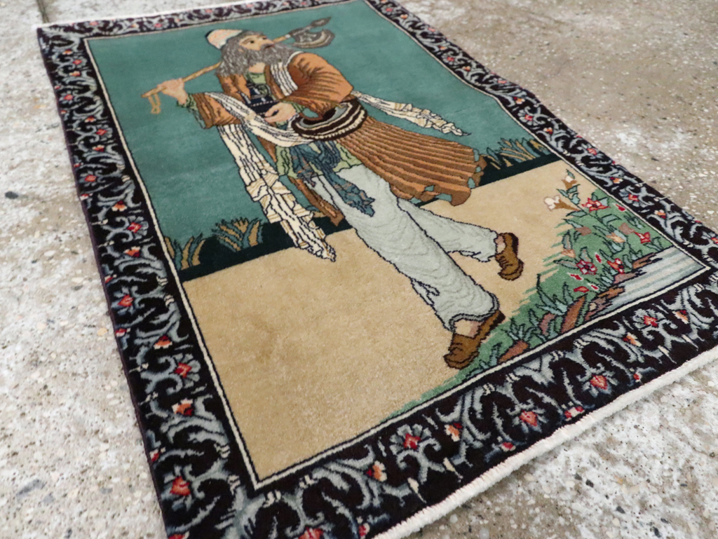 Vintage Persian Tabriz Pictorial Rug, No.28319 - Gss
