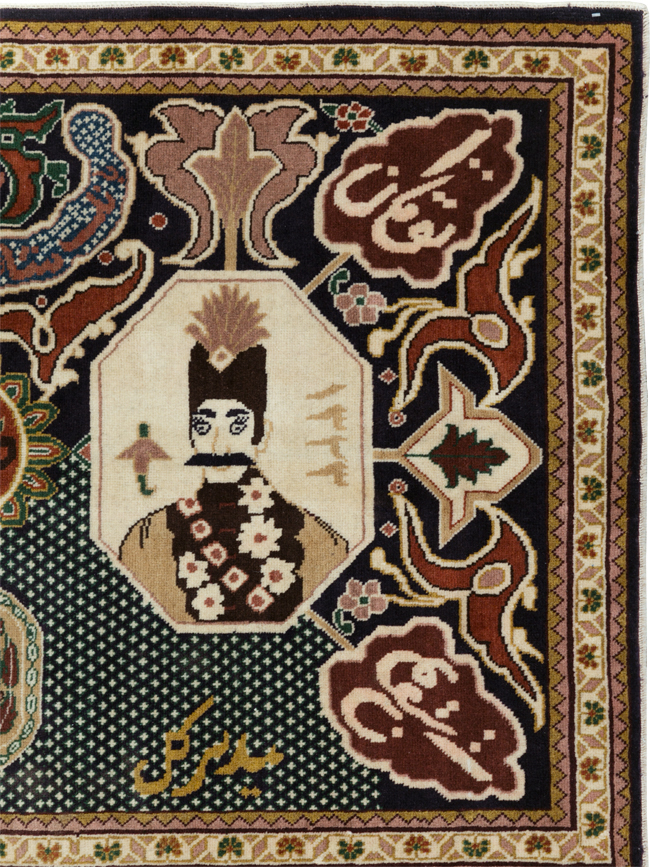 Vintage Persian Tabriz Pictorial Rug, No.28320 - Gss