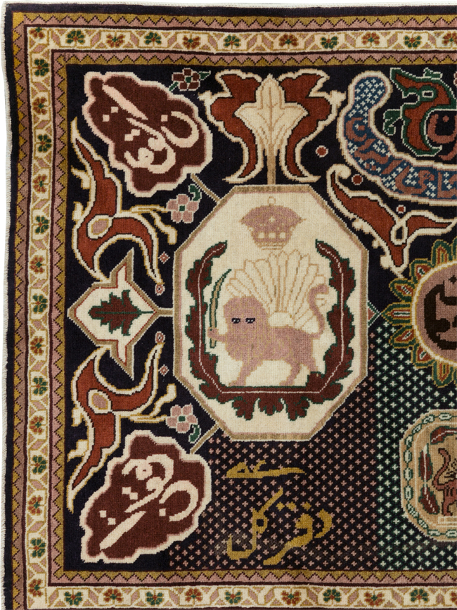 Vintage Persian Tabriz Pictorial Rug, No.28320 - Gss