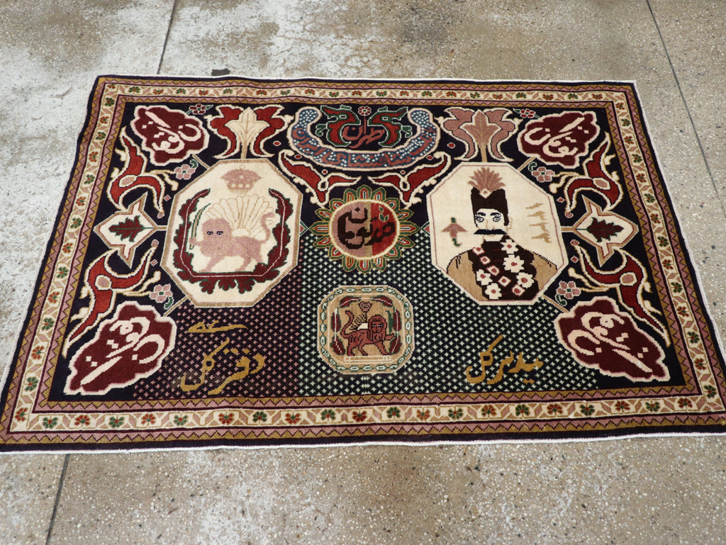 Vintage Persian Tabriz Pictorial Rug, No.28320 - Gss