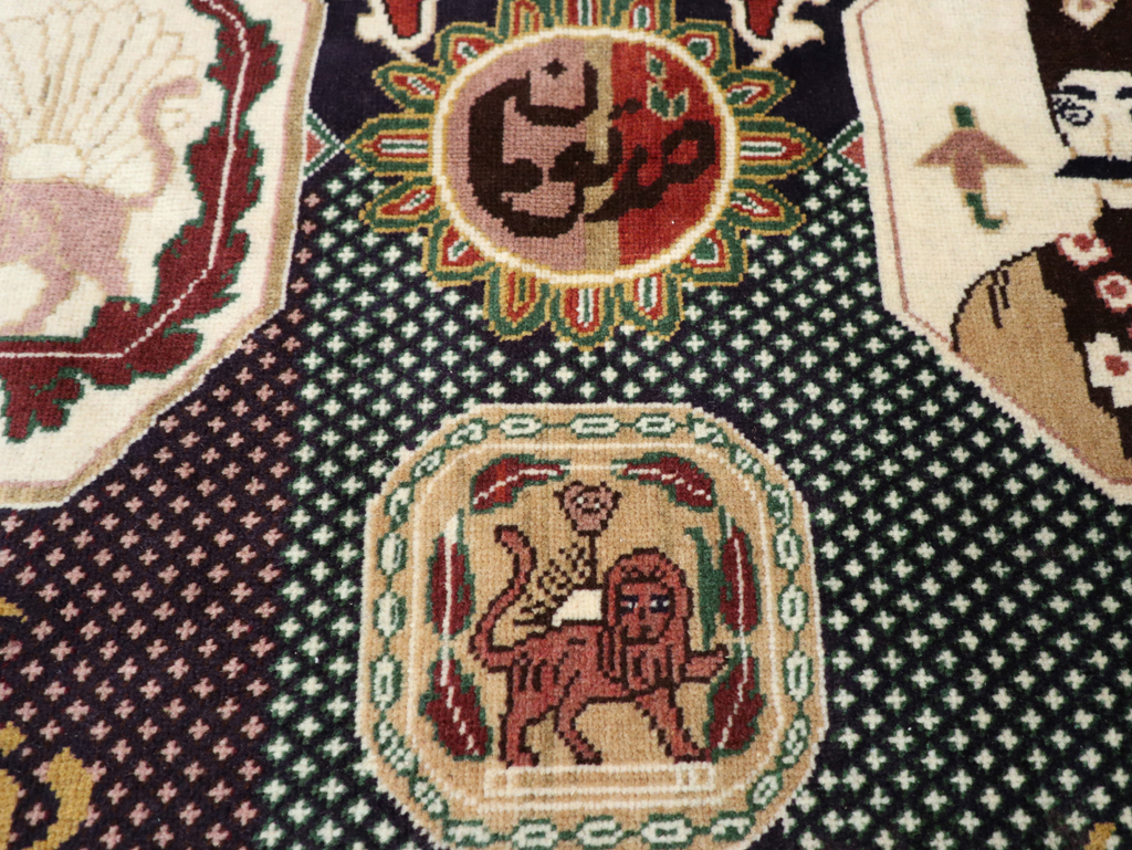 Vintage Persian Tabriz Pictorial Rug, No.28320 - Gss