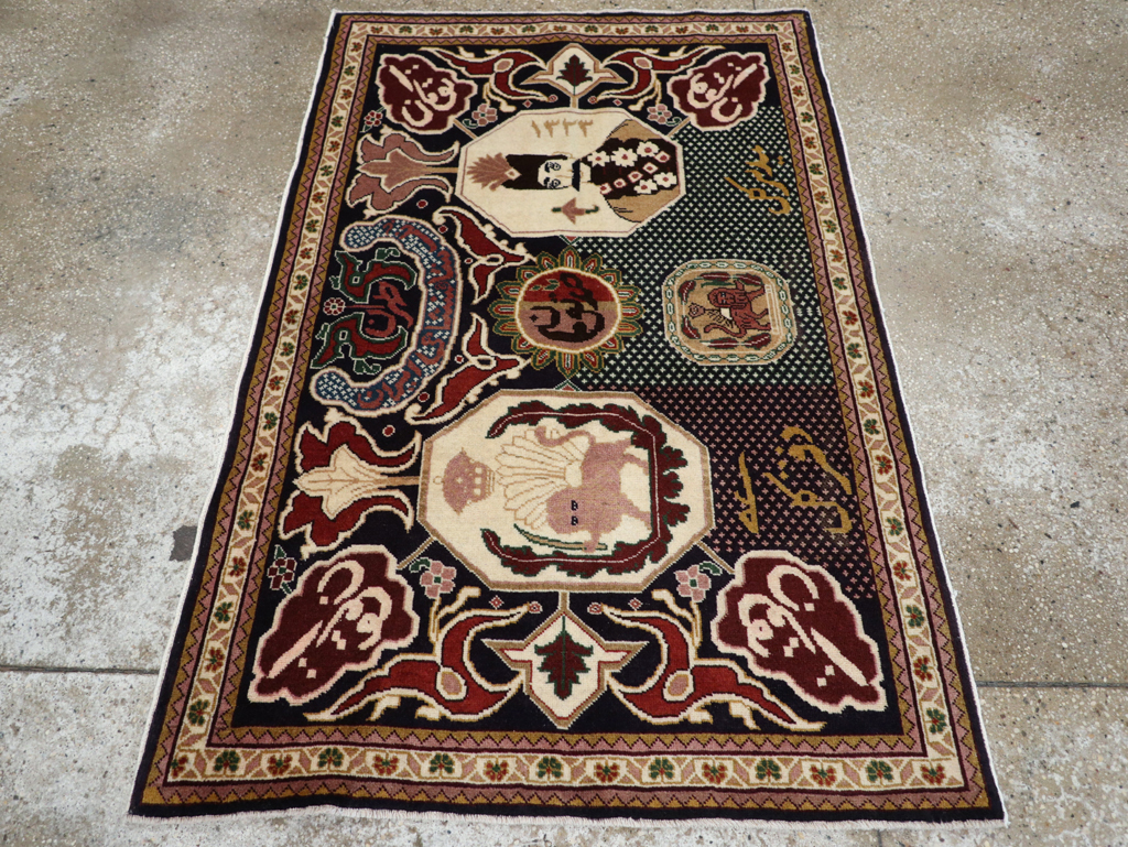 Vintage Persian Tabriz Pictorial Rug, No.28320 - Gss