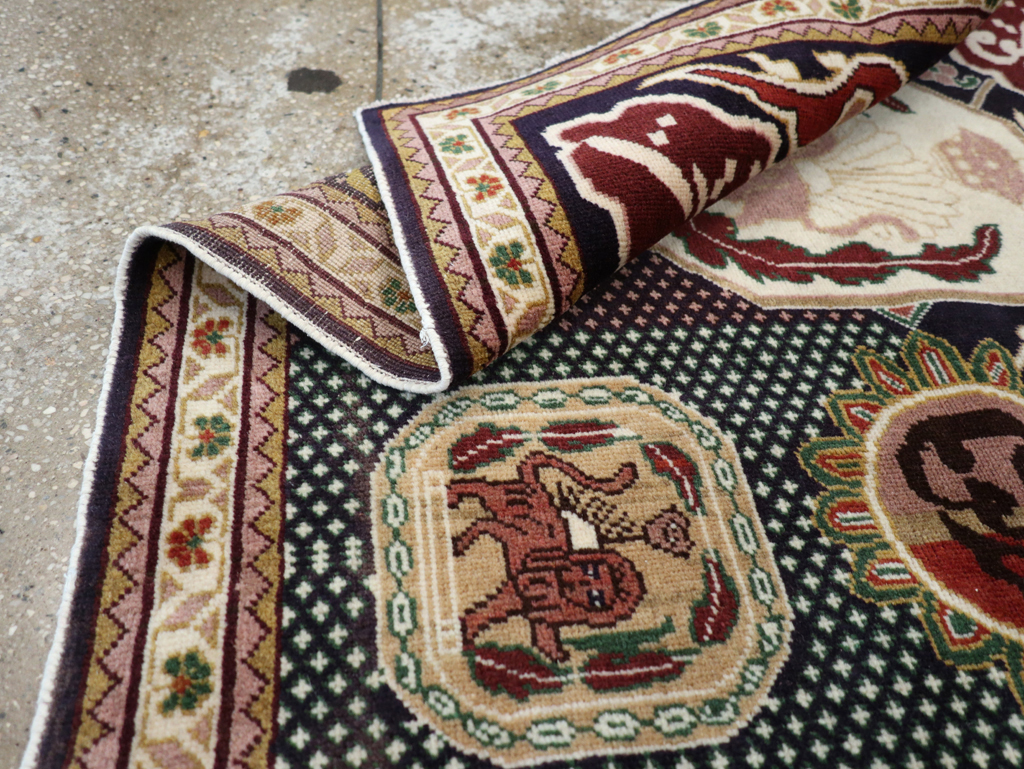 Vintage Persian Tabriz Pictorial Rug, No.28320 - Gss