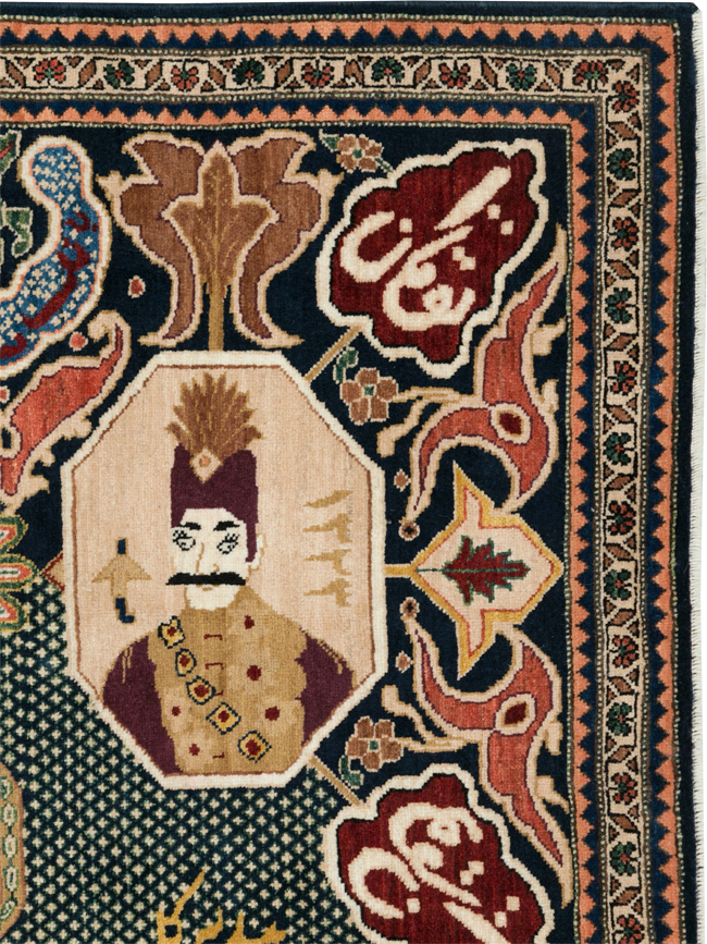 Vintage Persian Tabriz Pictorial Rug, No.28321 - Gss