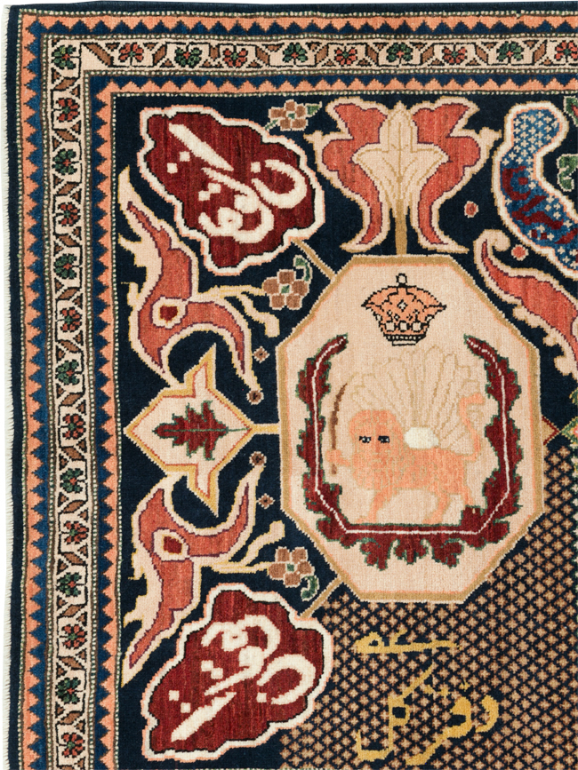 Vintage Persian Tabriz Pictorial Rug, No.28321 - Gss