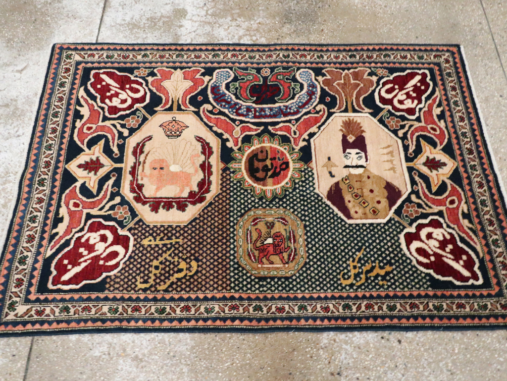 Vintage Persian Tabriz Pictorial Rug, No.28321 - Gss