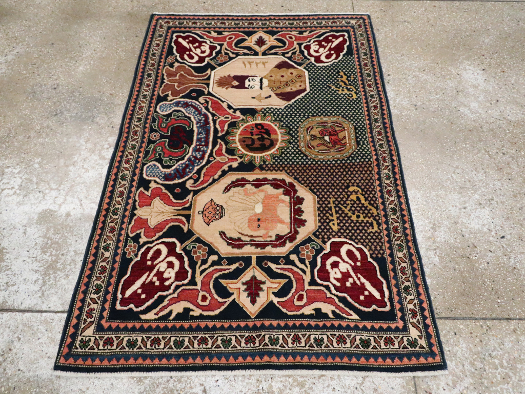 Vintage Persian Tabriz Pictorial Rug, No.28321 - Gss