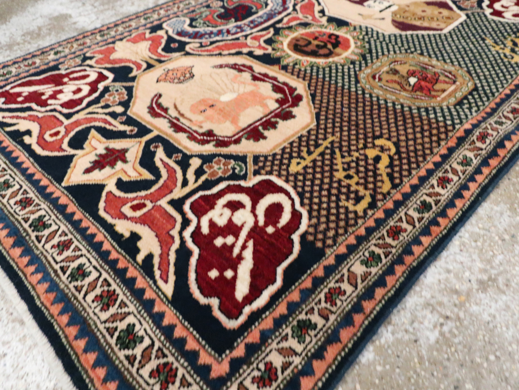 Vintage Persian Tabriz Pictorial Rug, No.28321 - Gss