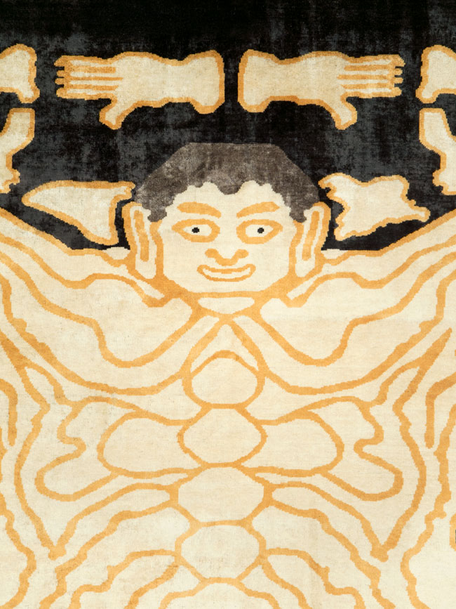 Tibetan Inspired Modern Buddhist Tantric Skeleton Ritual Rug, No.28350 - Gss