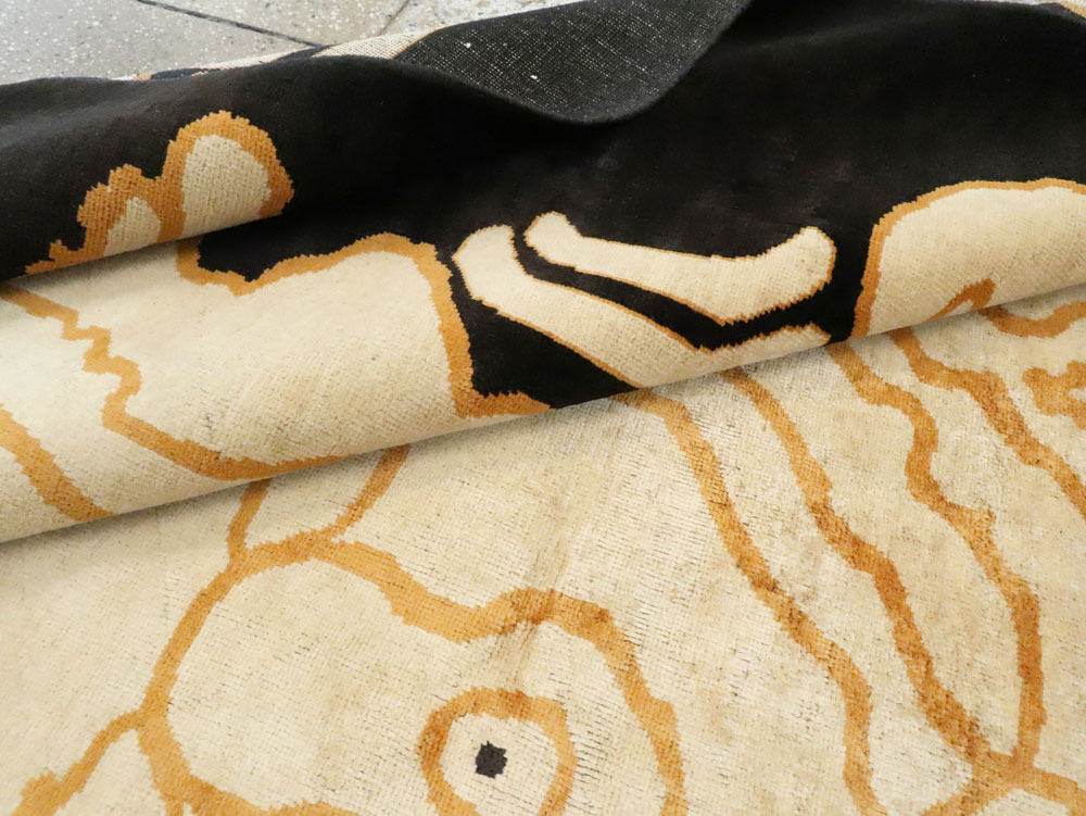 Tibetan Inspired Modern Buddhist Tantric Skeleton Ritual Rug, No.28350 - Gss