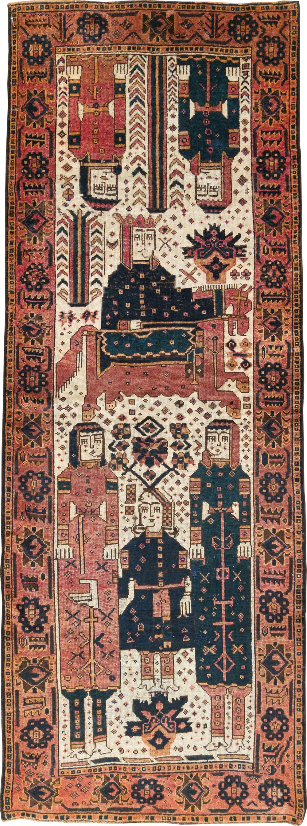 Vintage Persian Pictorial Bakhtiari Runner, No.28357 - Gss