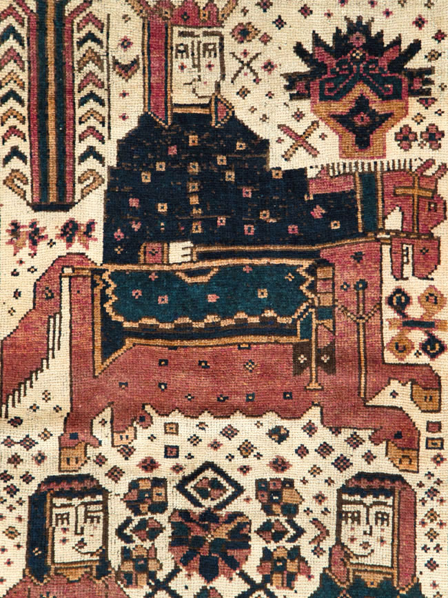 Vintage Persian Pictorial Bakhtiari Runner, No.28357 - Gss