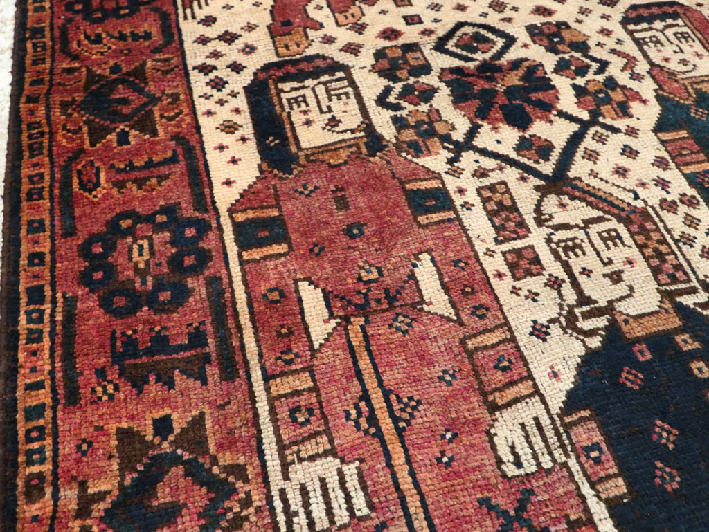 Vintage Persian Pictorial Bakhtiari Runner, No.28357 - Gss