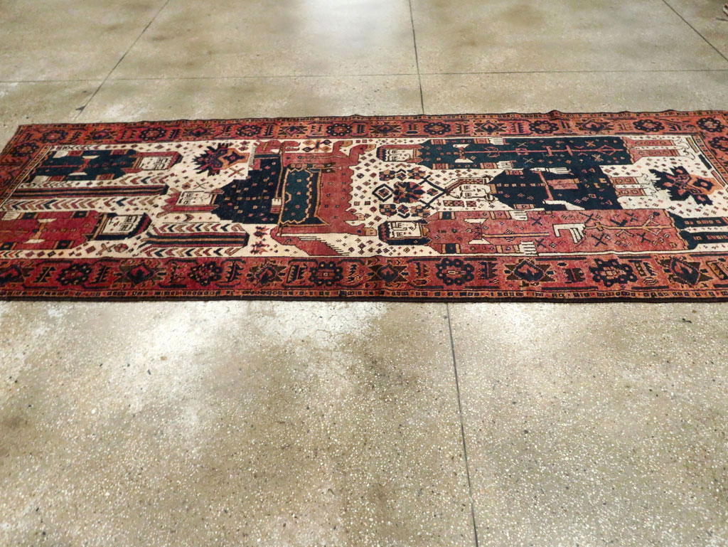 Vintage Persian Pictorial Bakhtiari Runner, No.28357 - Gss