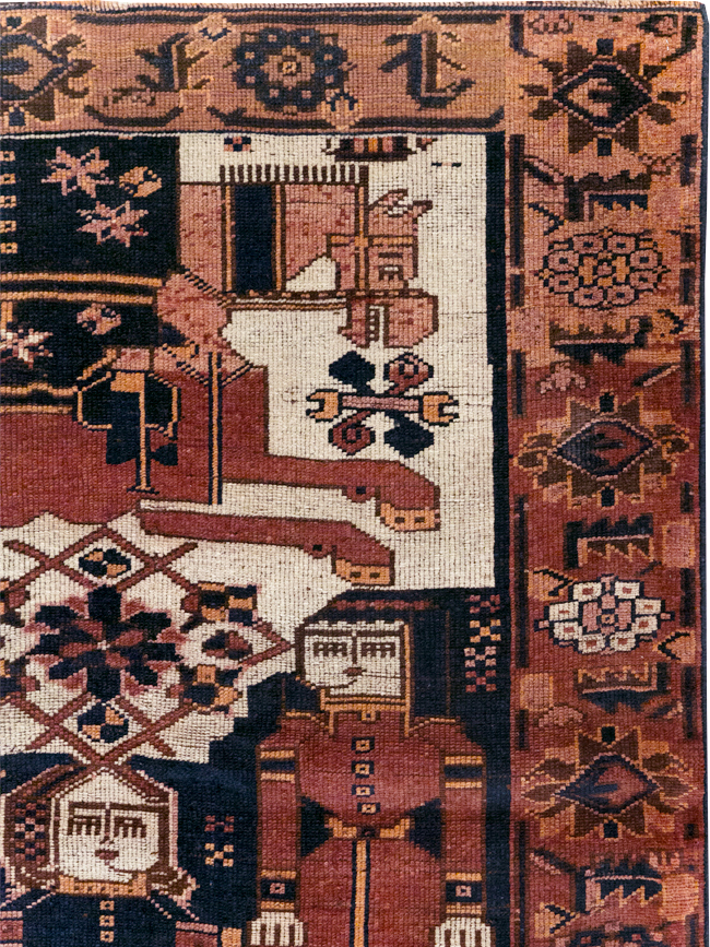 Vintage Persian Bakhtiari Pictorial Rug, No.28358 - Gss