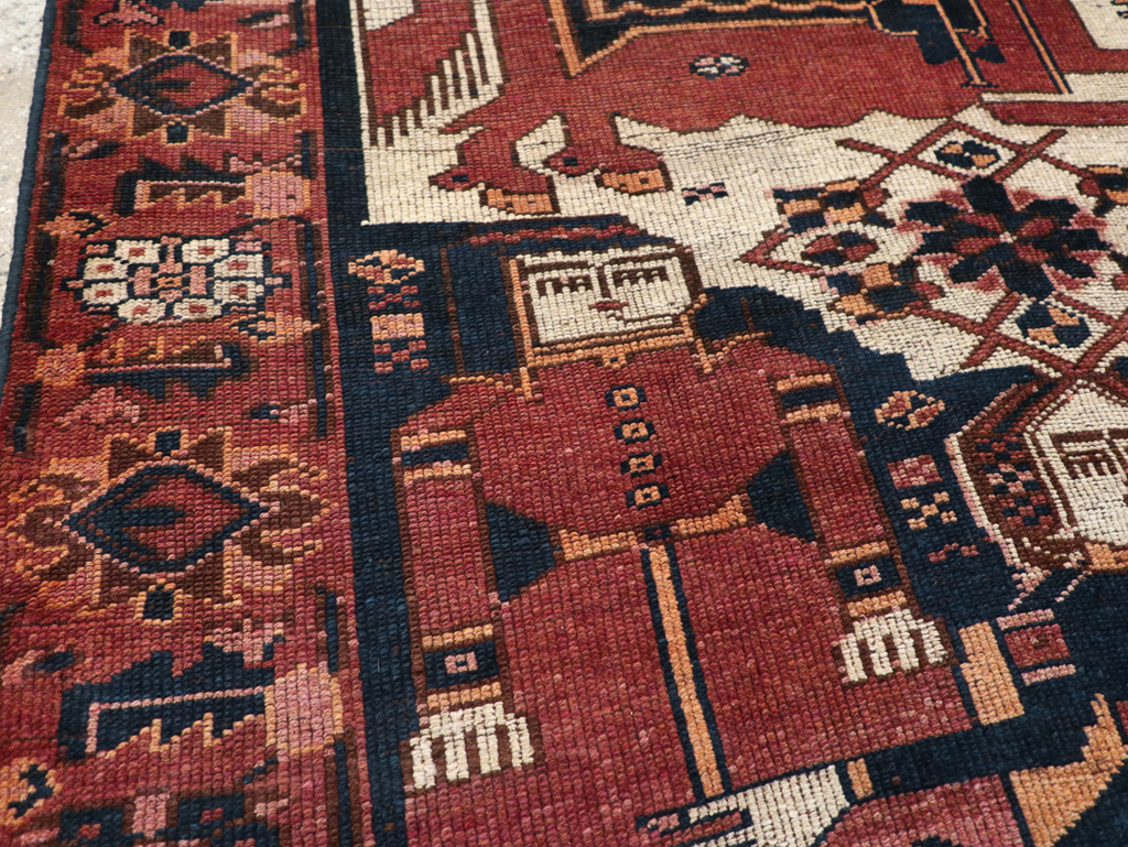 Vintage Persian Bakhtiari Pictorial Rug, No.28358 - Gss