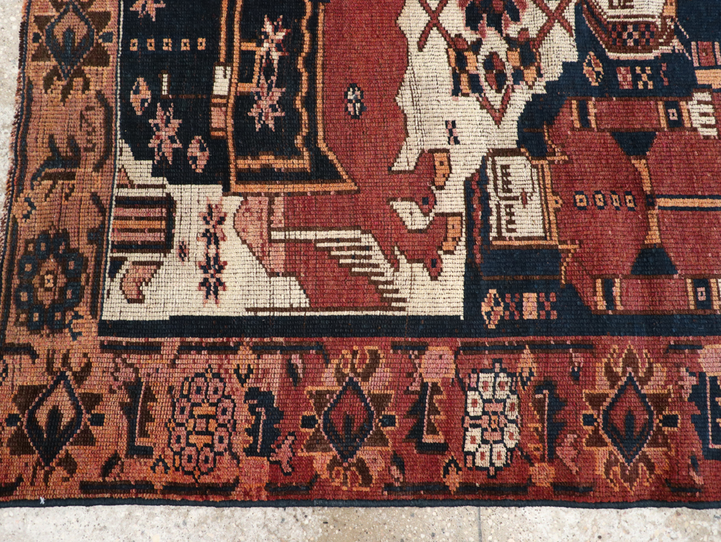 Vintage Persian Bakhtiari Pictorial Rug, No.28358 - Gss