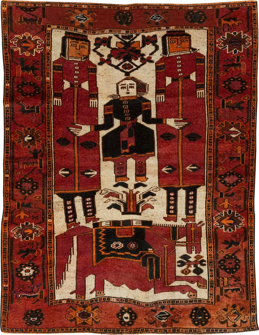 Vintage Persian Bakhtiari Pictorial Rug, No.28365 - Gss