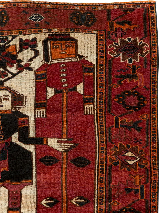 Vintage Persian Bakhtiari Pictorial Rug, No.28365 - Gss