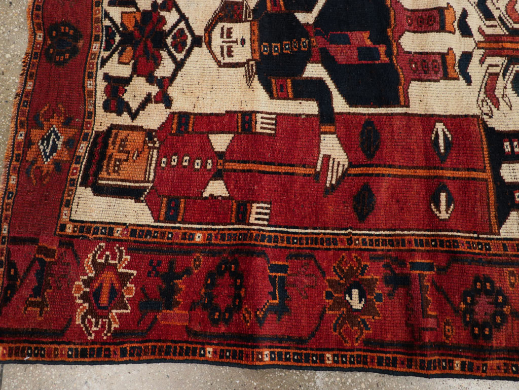 Vintage Persian Bakhtiari Pictorial Rug, No.28365 - Gss