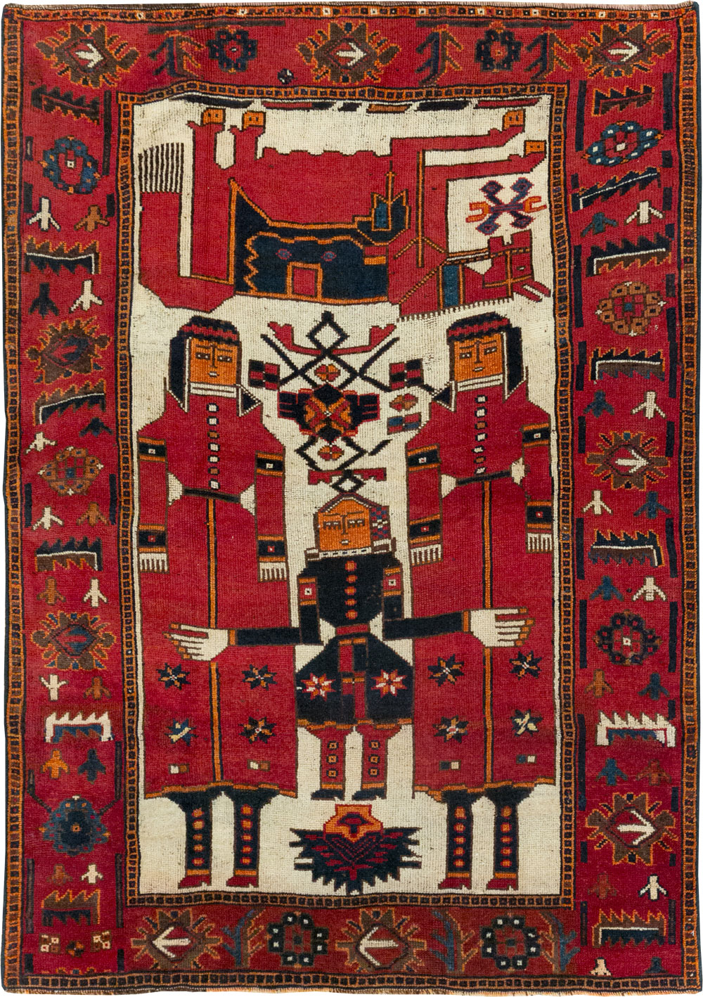 Vintage Persian Bakhtiari Pictorial Rug, No.28367 - Gss