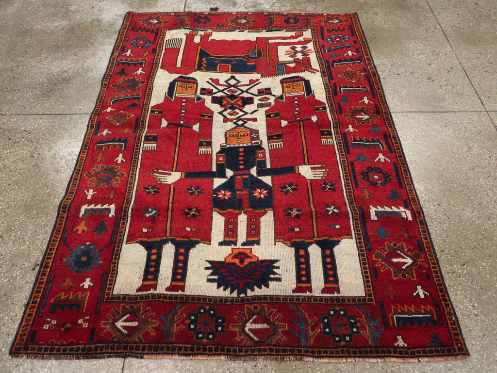 Vintage Persian Bakhtiari Pictorial Rug, No.28367 - Gss