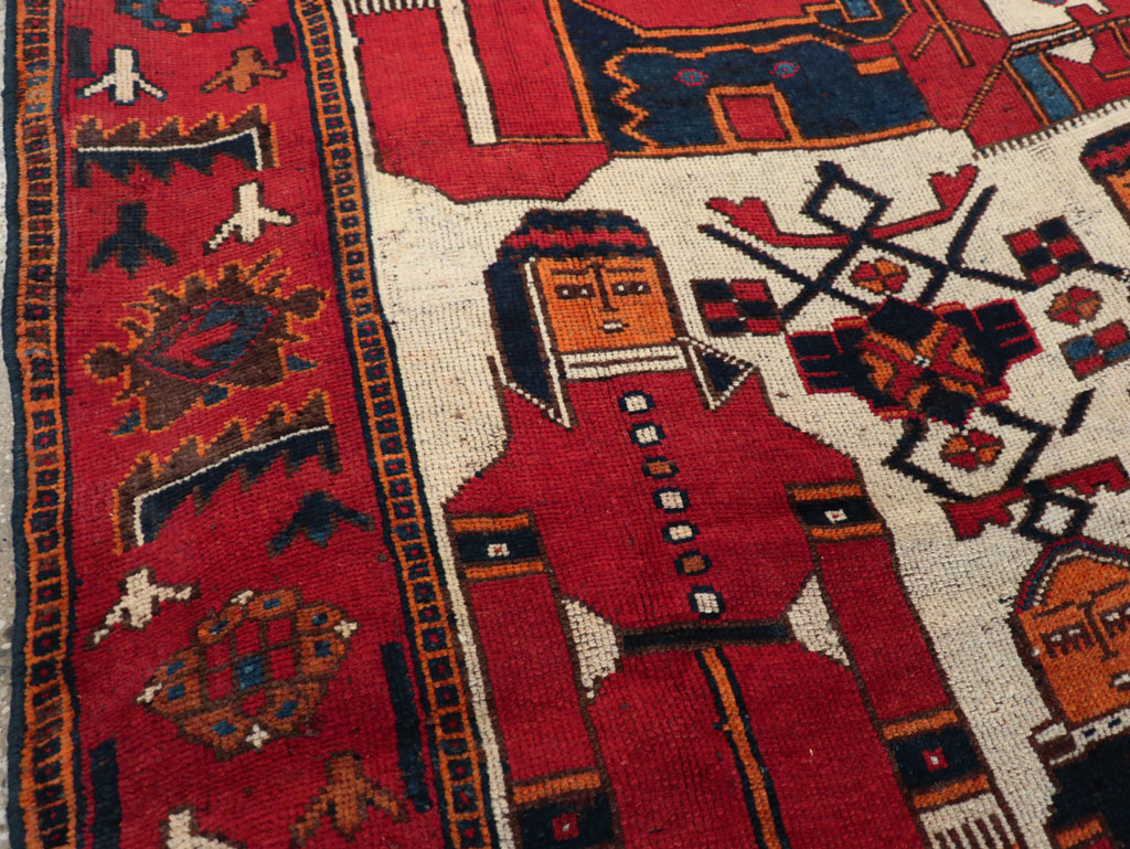 Vintage Persian Bakhtiari Pictorial Rug, No.28367 - Gss