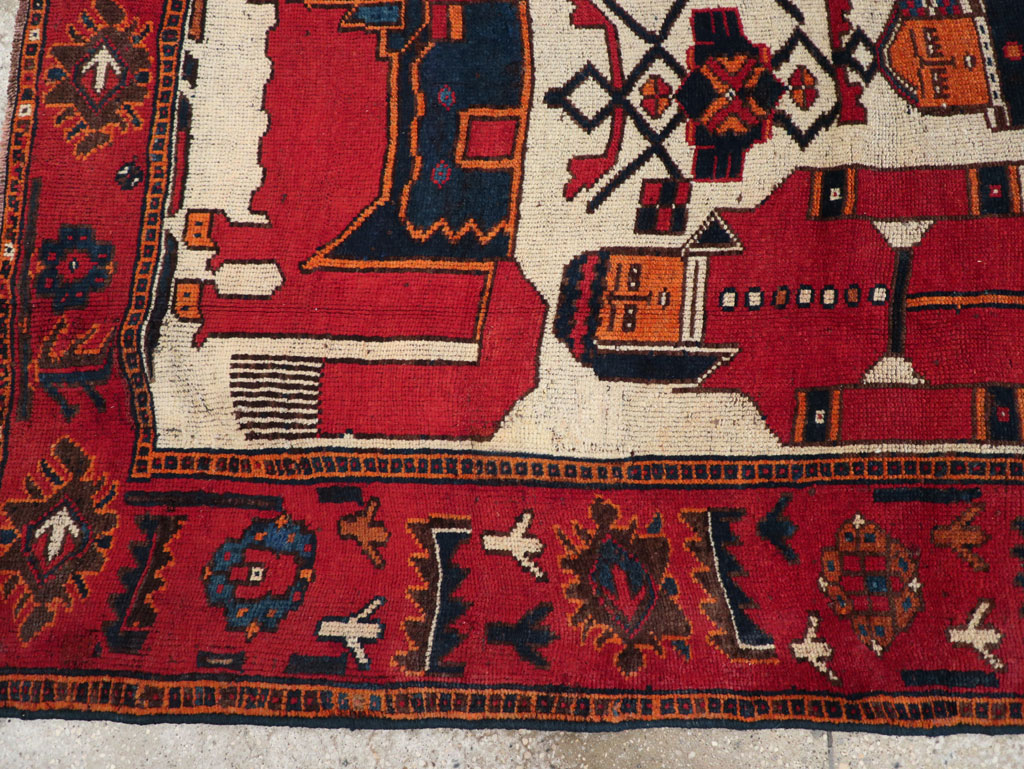 Vintage Persian Bakhtiari Pictorial Rug, No.28367 - Gss