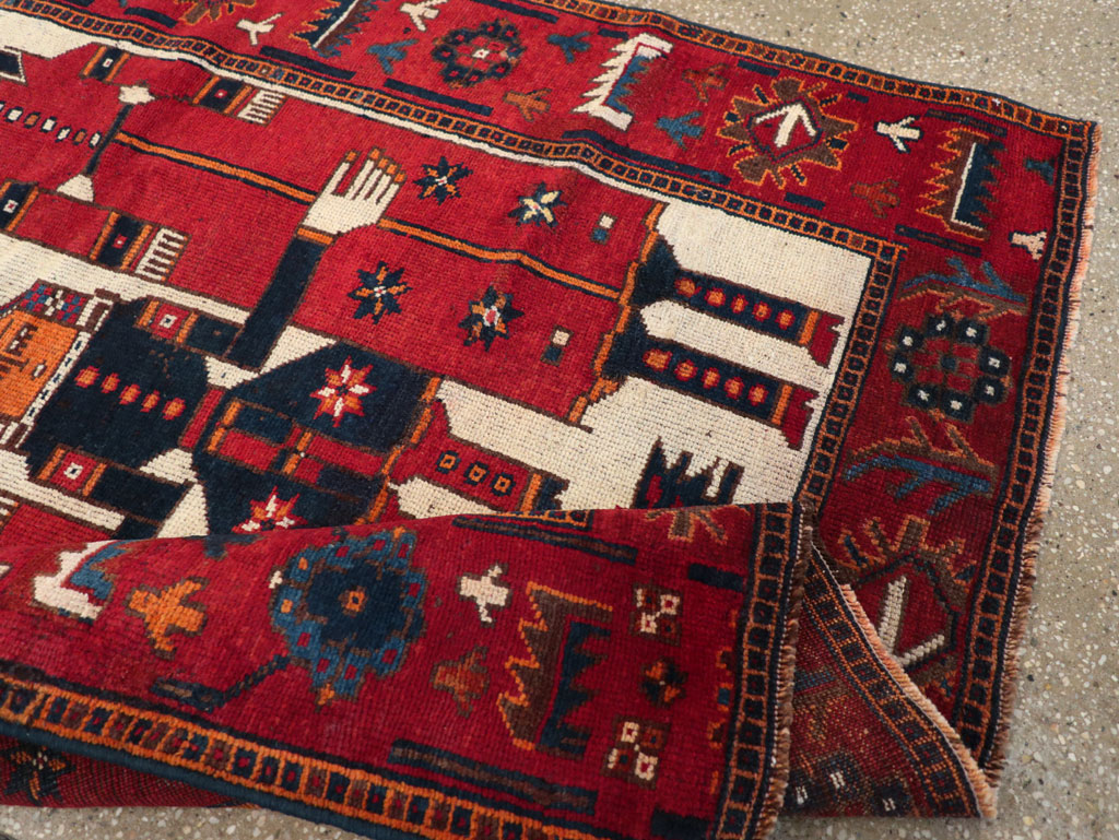 Vintage Persian Bakhtiari Pictorial Rug, No.28367 - Gss