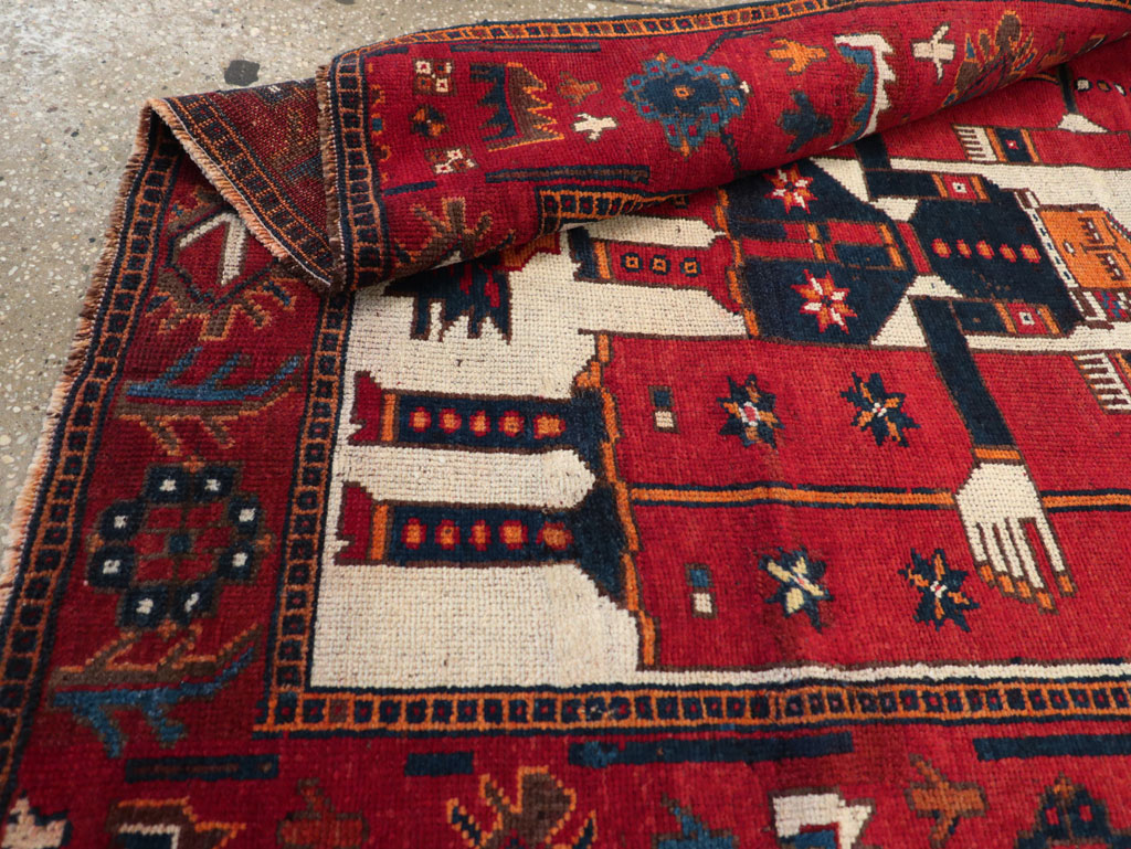 Vintage Persian Bakhtiari Pictorial Rug, No.28367 - Gss