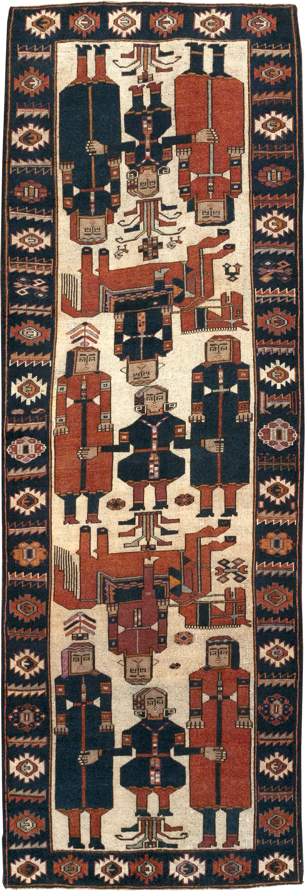 Vintage Persian Bakhtiari Pictoral Rug, No.28368 - Gss