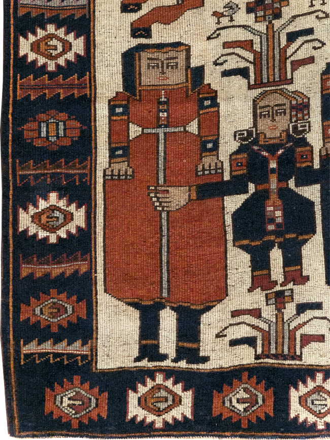 Vintage Persian Bakhtiari Pictoral Rug, No.28368 - Gss