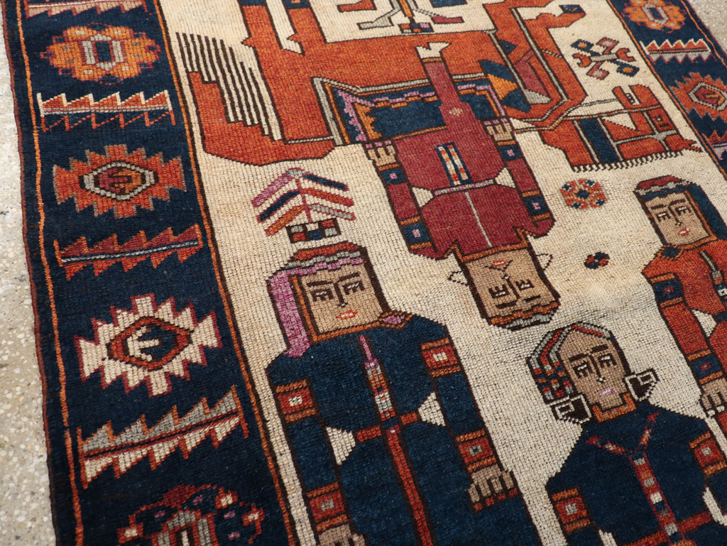 Vintage Persian Bakhtiari Pictoral Rug, No.28368 - Gss